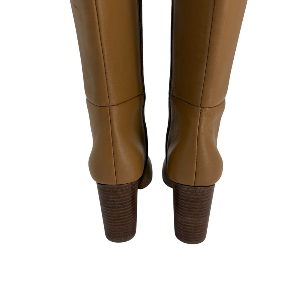 Paige Tan Camel Leather Keely Knee High Block Heel Boots Womens 7 - Picture 6 of 10